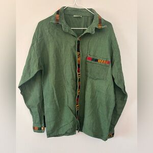 Conoz Handwoven 100% Cotton Long Sleeve Button Down Large.